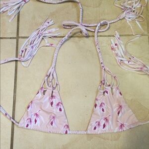 acacia swimwear Pink Floral Triangle Bikini Top